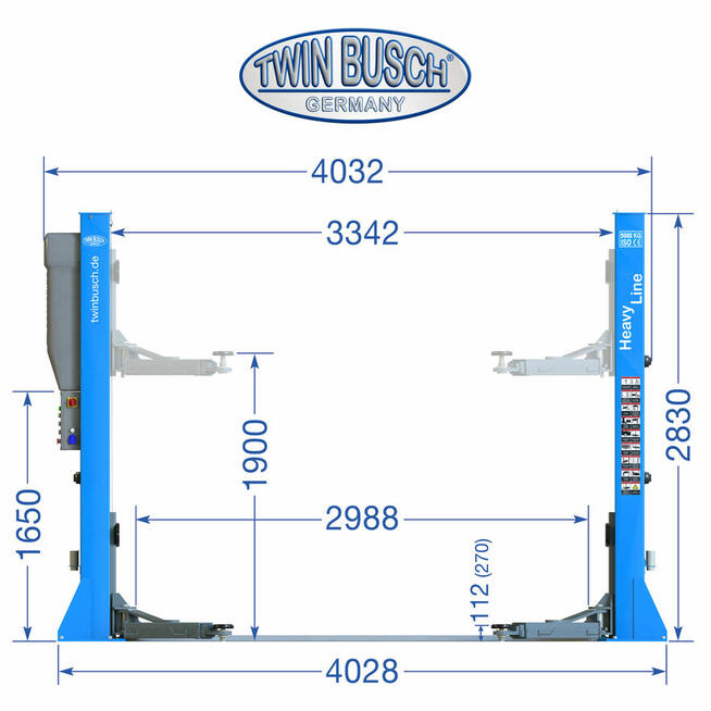 Podnośnik DWUKOLUMNOWY TW 250 HEAVY LINE 5t Twin Busch