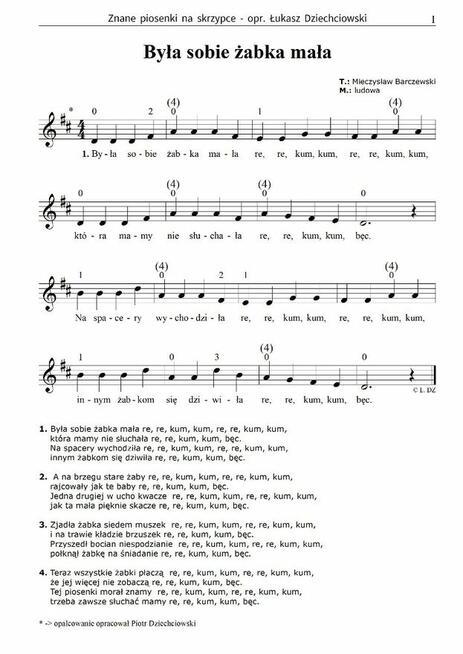 Piosenki na skrzypce - nuty 31 piosenek, słowa, mp3, łatwe