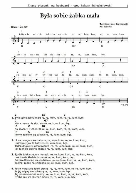Piosenki na keyboard - nuty 31 znanych polskich piosenek mp3