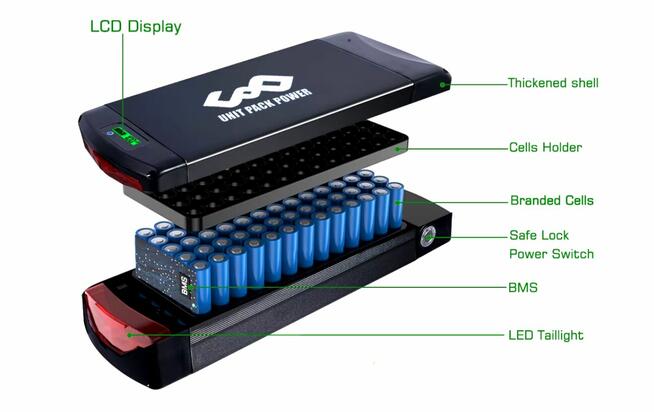 Akumulator rowerowy bateria z bagażnikiem 52v 27Ah USB eBike