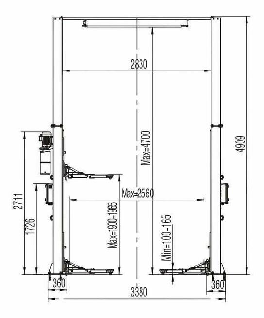 Podnośnik Dwukolumnowy Łączony Górą Automat 4T 4,9M