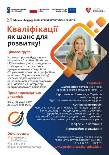 Kurs języka polskiego / szkolenie zawodowe / staże dla osób
