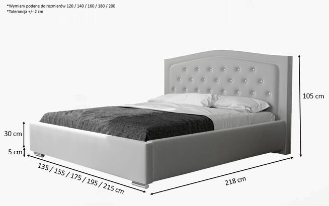 Eleganckie łóżko sypialniane GLAMOUR 160x200