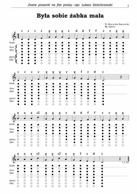 Znane piosenki na flet prosty - nuty, tabulatura, mp3, nowe