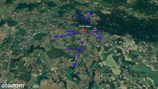 Sucha Wielka 1060m2, Zawonia, 26/9 dz. budowlana