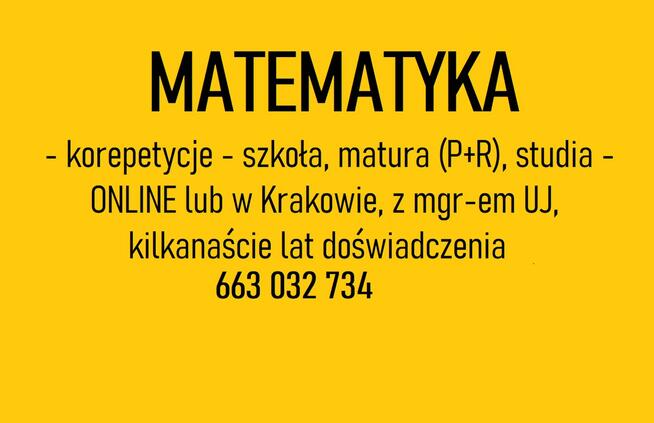 Korepetycje matematyka - szkoła, matura, studia, też dojazd