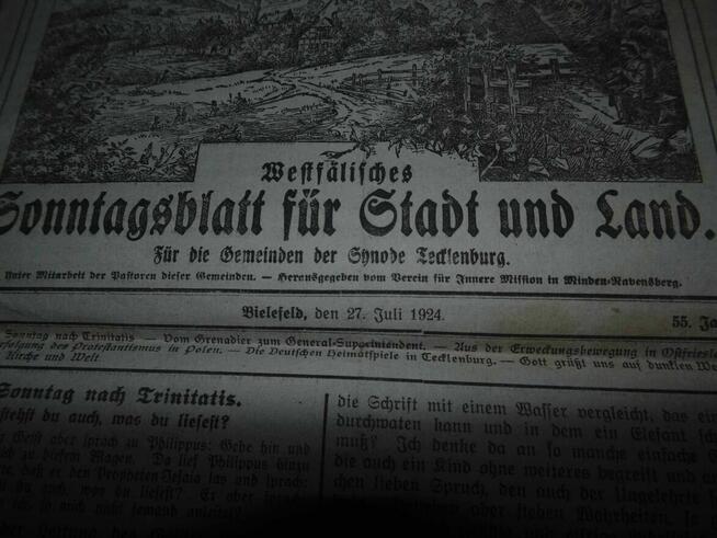 Poniemieckie gazety 1924, 1944, zdjęcia, kartki żywnościowe