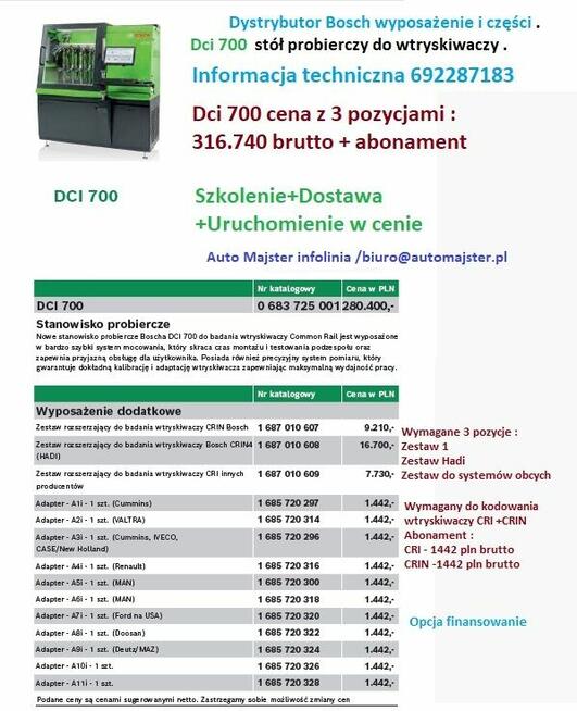 Dci 200 tester wtryskiwaczy , Dci 200 stół probierczy
