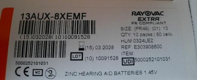 baterie do aparatów słuchowych Rayovac Extra 13 1 zł/ szt