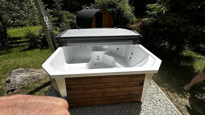 Balia Jacuzzi Bania Hybryd 2,1x1,9m piec drewno elektr Filtr