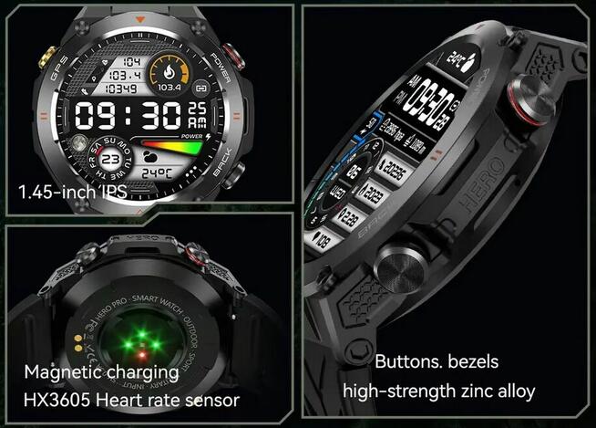 Smartwatch KC82 Inteligentny 1,45 cala z GPS ,650Mah bateria