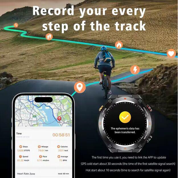 Smartwatch KC82 Inteligentny 1,45 cala z GPS ,650Mah bateria