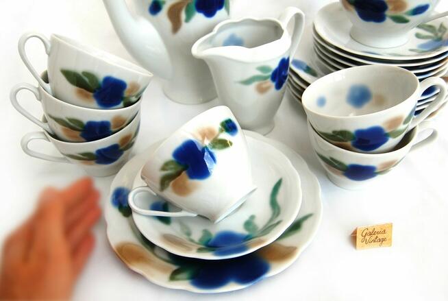 Porcelana Ćmielów, Feston, serwis do kawy, ręcznie malowany