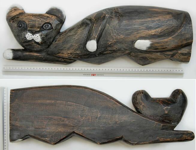 Kot, figura, rzeźba z drewna egzotycznego mango, 60 cm