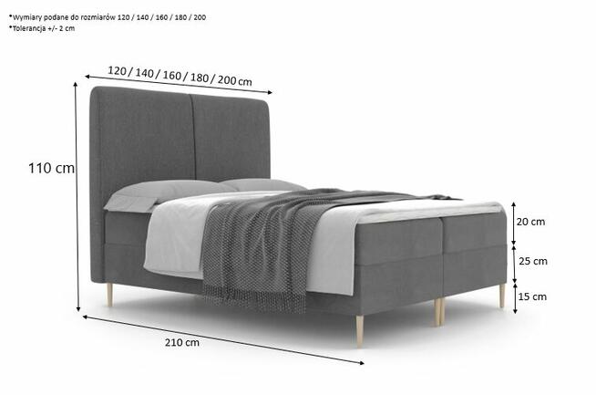 łóżko kontynentalne MADI różne rozmiary i kolory!!