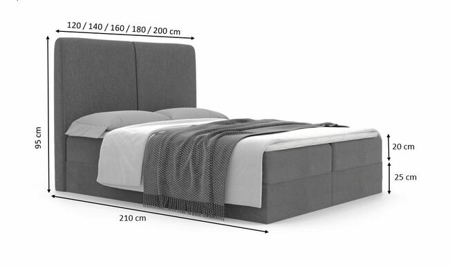 Łóżko kontynentalne MADI II różne rozmiary i kolory