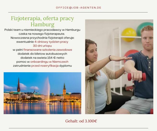 Fizjoterapeuto oferta pracy w Hamburgu zgłoś się