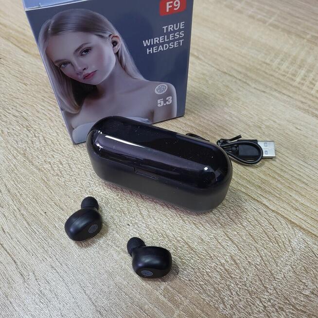 Słuchawki bezprzewodowe tws bth - f9 dotykowe, powerbank