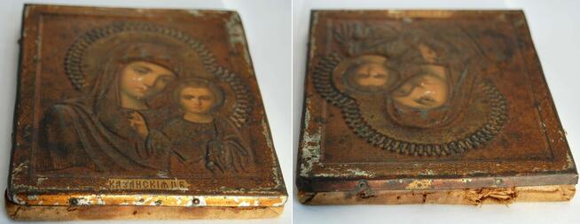 Matka Boża Kazańska stara ikona rosyjska antyk 1800-1900 r.