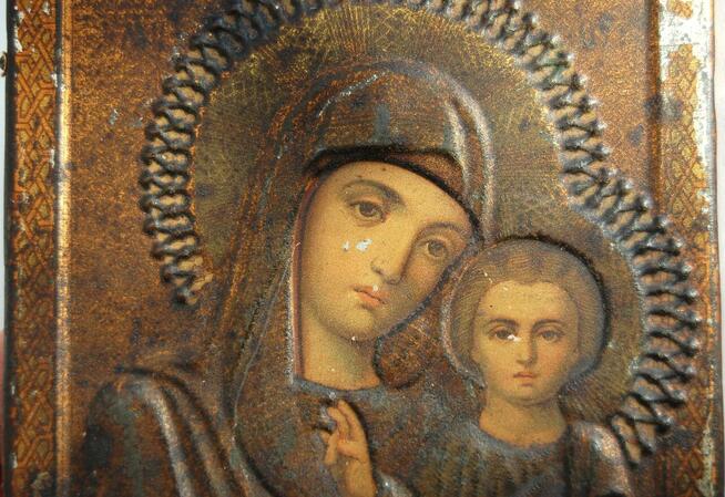 Matka Boża Kazańska stara ikona rosyjska antyk 1800-1900 r.