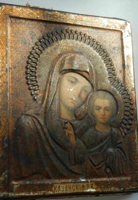 Matka Boża Kazańska stara ikona rosyjska antyk 1800-1900 r.