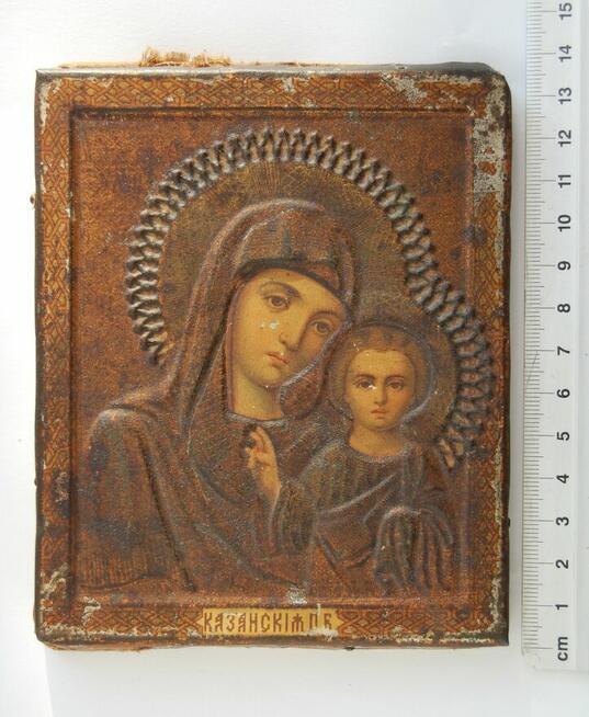 Matka Boża Kazańska stara ikona rosyjska antyk 1800-1900 r.