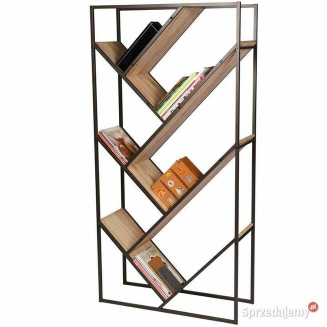 Regał na ksiązki półka stojak loft 160 cm dąb biały industrial