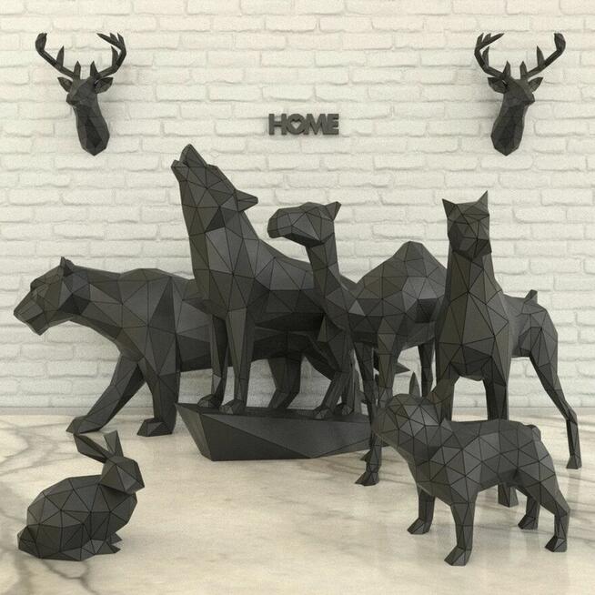 Rzeźby metalowe figurki zwierząt 3D do ogrodu salonu