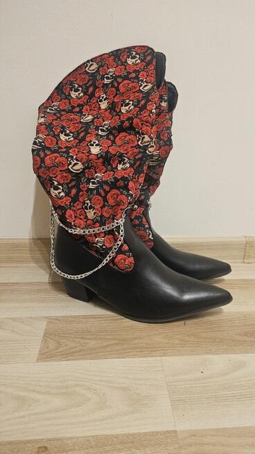 Buty do kolan ala kowbojki, estetyka gothic / Halloween