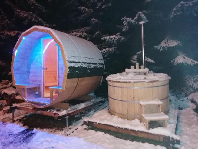 Balia ogrodowa jacuzzi z piecem wewnętrznym, pełne drewno, b