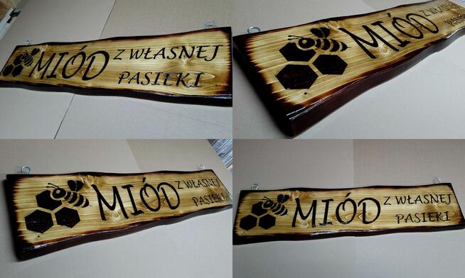 Szyld Reklama Baner Tablica w drewnie wypalanie na drewnie l