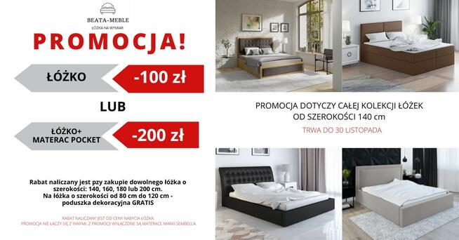 Nowość - łóżko ROZELL 160x200 z materacem