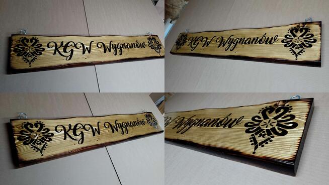 Szyld Reklama Baner Tablica w drewnie wypalanie na drewnie l