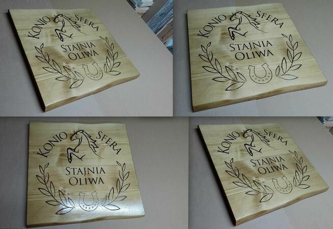 Szyld Reklama Baner Tablica w drewnie wypalanie na drewnie l