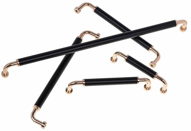 Nowoczesny uchwyt meblowy z serii LEONI złoty + czarny