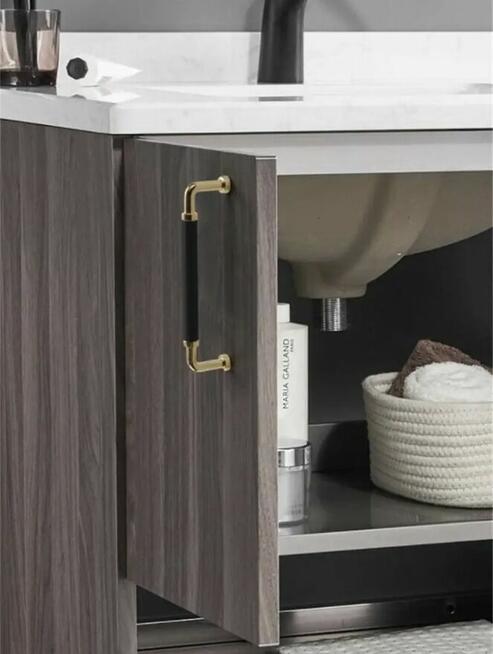 Nowoczesny uchwyt meblowy z serii LEONI złoty + czarny