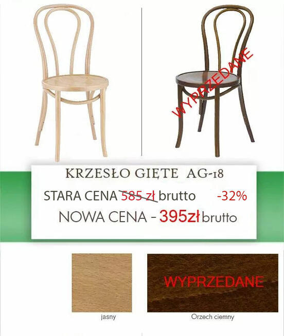 WYPRZEDAŻ KRZESEŁ DREWNIANYCH GIĘTYCH DO PIZZERII