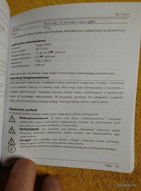 Kamera samochodowa Dashboard Camera CR 1.0 A1.