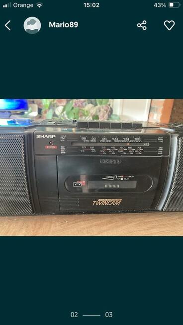 Radiomagnetofon Sharp dla kolekcjonera działające