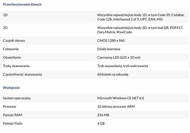 Terminal Newland PT60 50-2k skaner kodów kreskowych czytnik