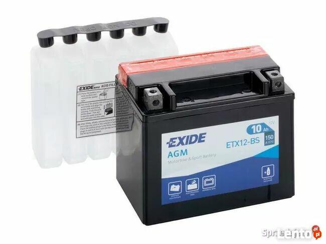 Akumulator motocyklowy 10Ah 150A EXIDE ETX12-BS YTX12-BS 12V