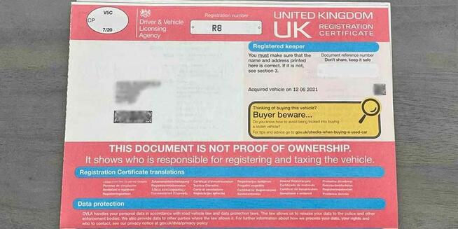Auta z Angli Angole V5 brak dokumentów V5c zagubienie przere