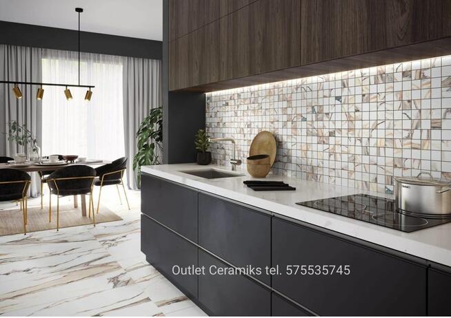 Płytki łazienkowe marmur biały złoty Calacatta gold 60x60