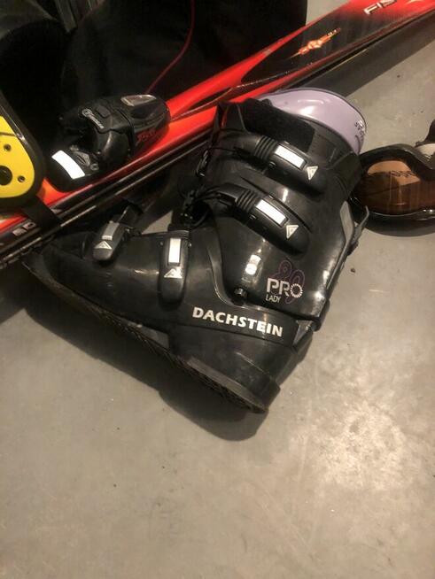 Narty Fischer, Buty nr37 Dachstein, kask Carera i okulary