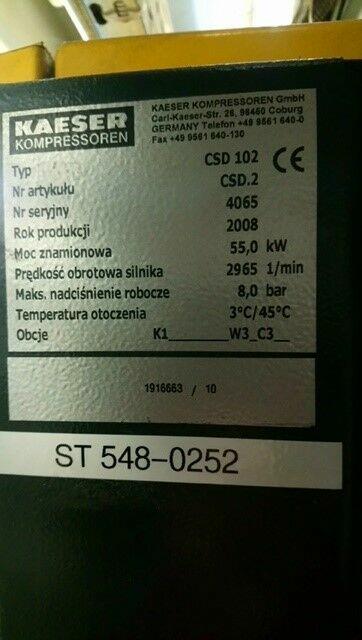 Sprężarka śrubowa stałoobrotowa CSD102 oraz osuszacz TE91