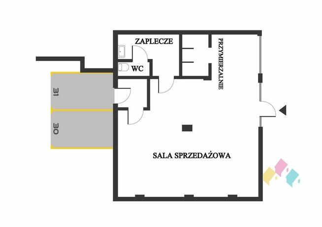 Lokal z witrynami Centrum z miejscami postoj.