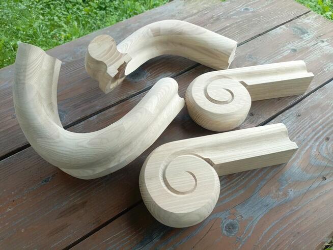 SKRĘT SKRĘTY DO SCHODÓW PORĘCZY BARIERKI ŁUKI DREWNA DREWNI