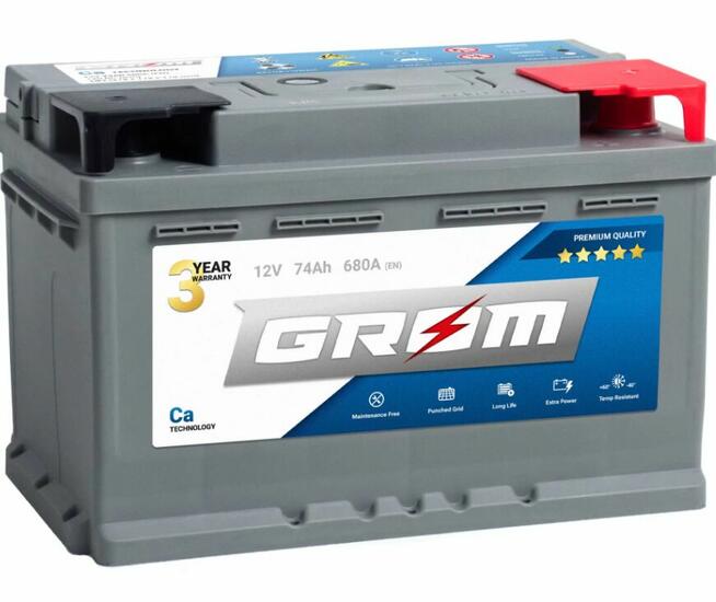 Akumulator GROM Premium 74Ah 680A EN DTR niski