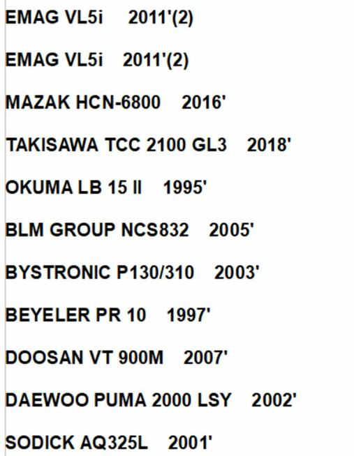 Doosan Mazak Emag Charmilles DMG Deckell Mori Quaser Mikron