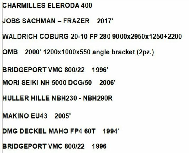 Doosan Mazak Emag Charmilles DMG Deckell Mori Quaser Mikron